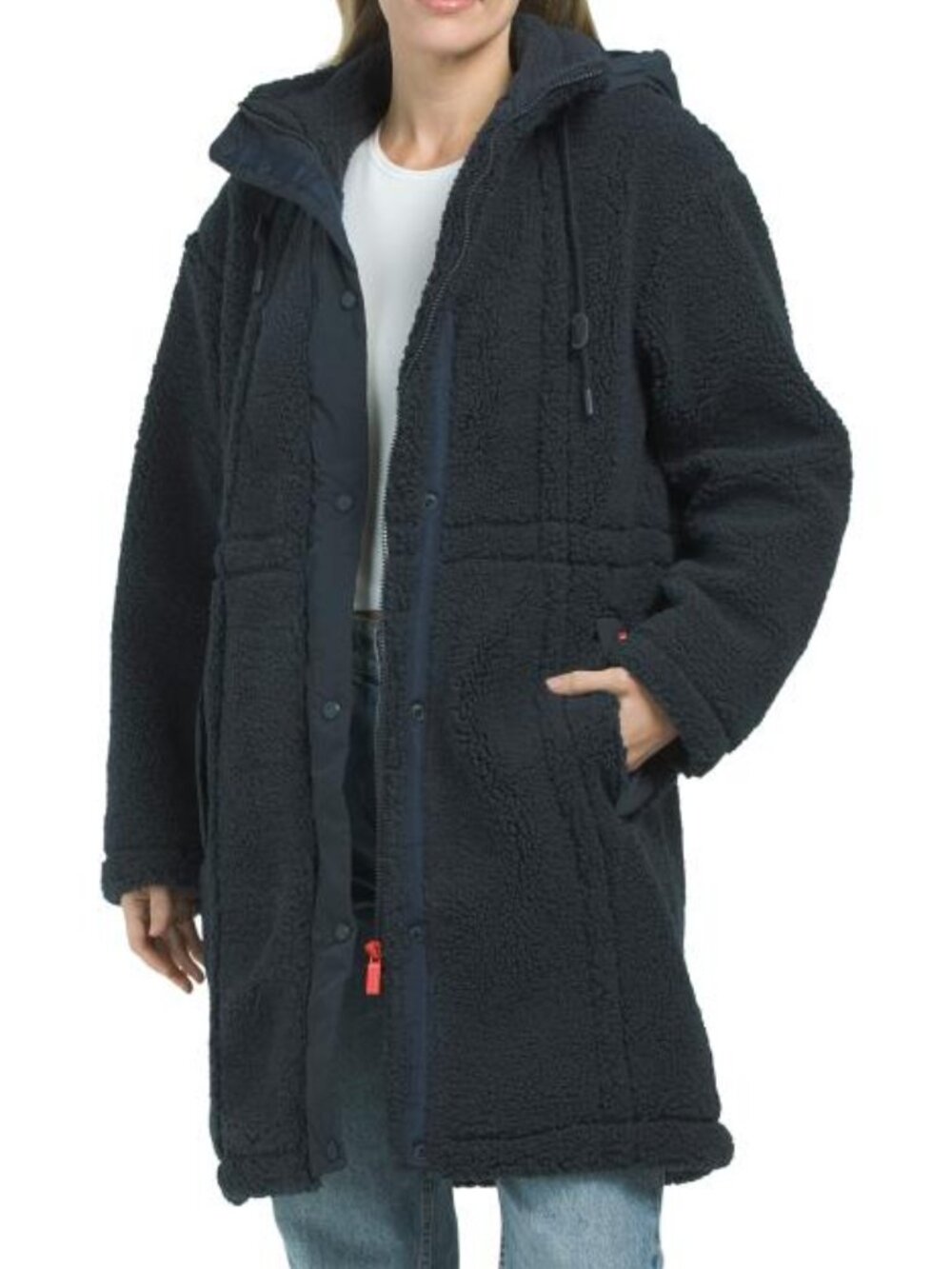 HUNTER Sherpa Longline Mixed Media Active Coat